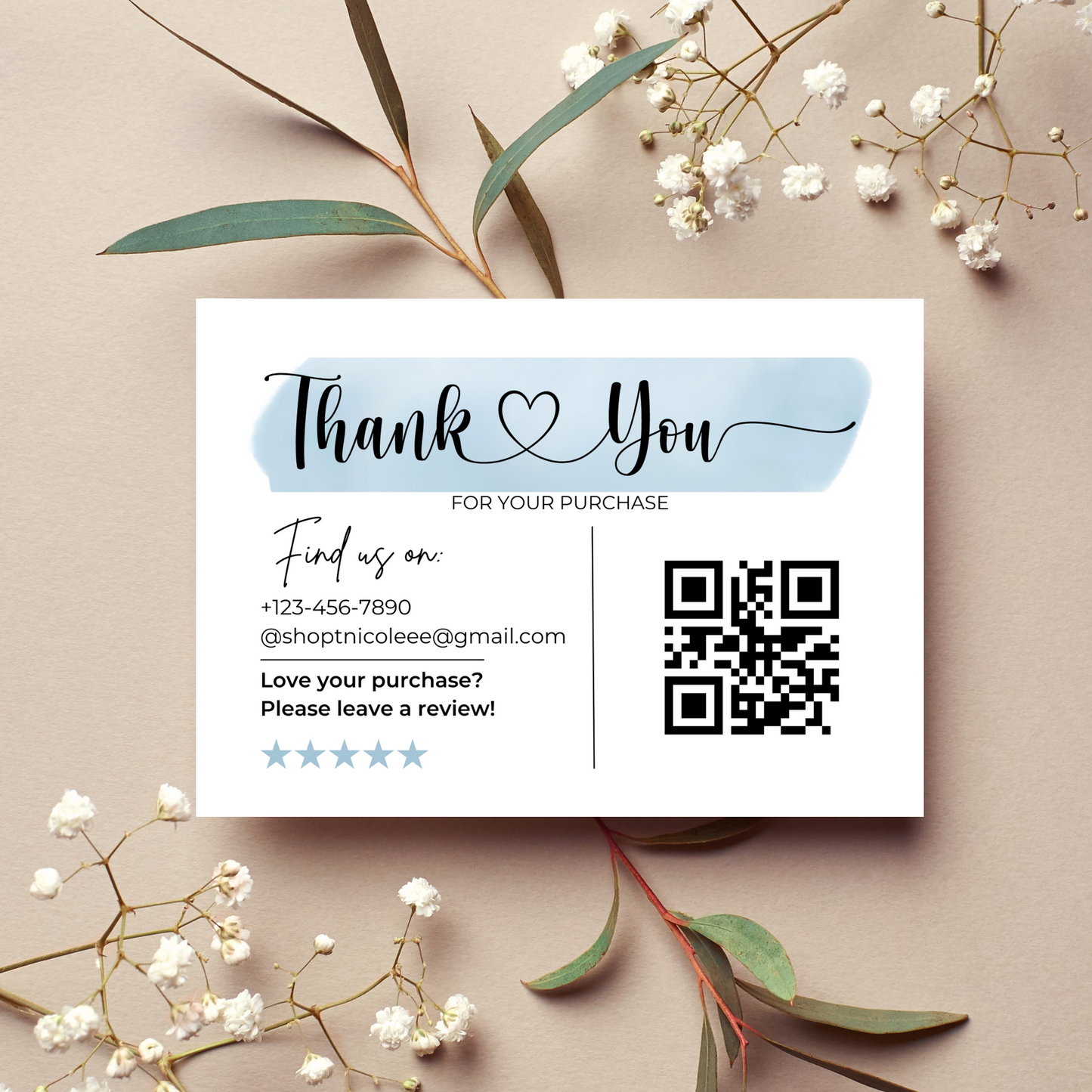 Editable QR Code Thank You Card Template